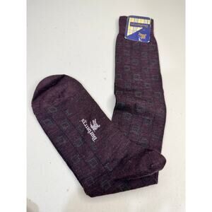 VTG Burberry Dress Socks Purple Square Pattern Made In England Wool Nylon Blend